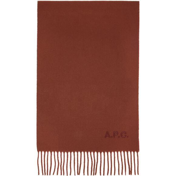 A.P.C. Ambroise Brodée Scarf - Brown - Picture 1 of 2